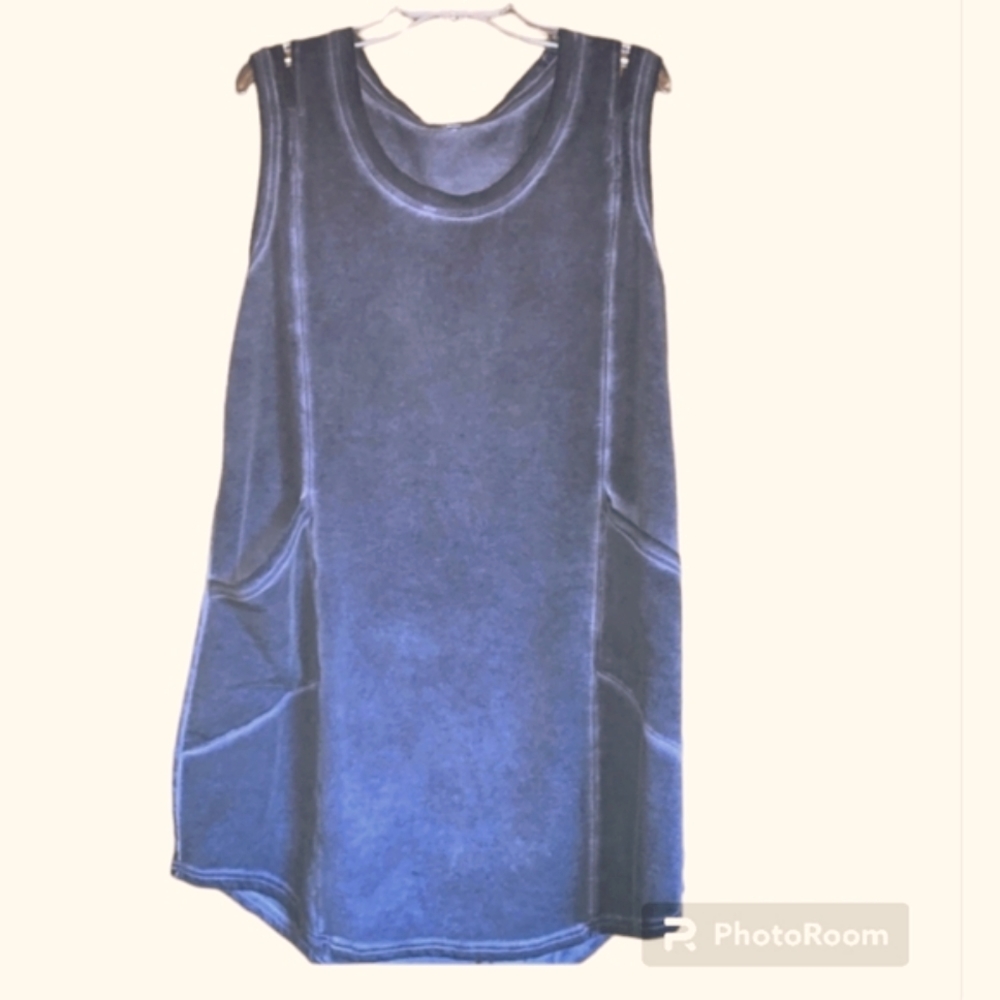Lane Bryant LIVI Active Stonewashed Cold Shoulder Dress W Pockets Plus Sz 22/24